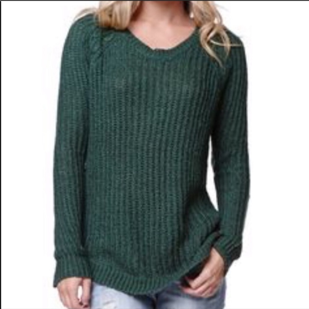 Army Green Cable Knit Sweater